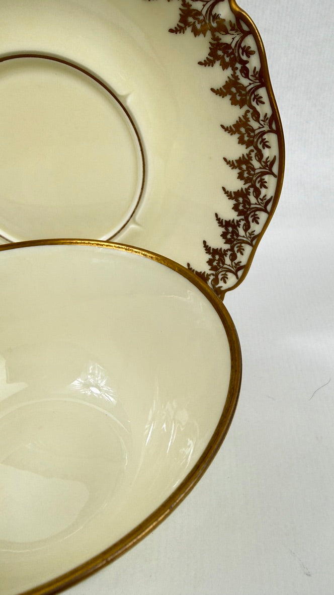 Tête-à-tête Limoges ivoire et or, service à thé vintage 8 pièces