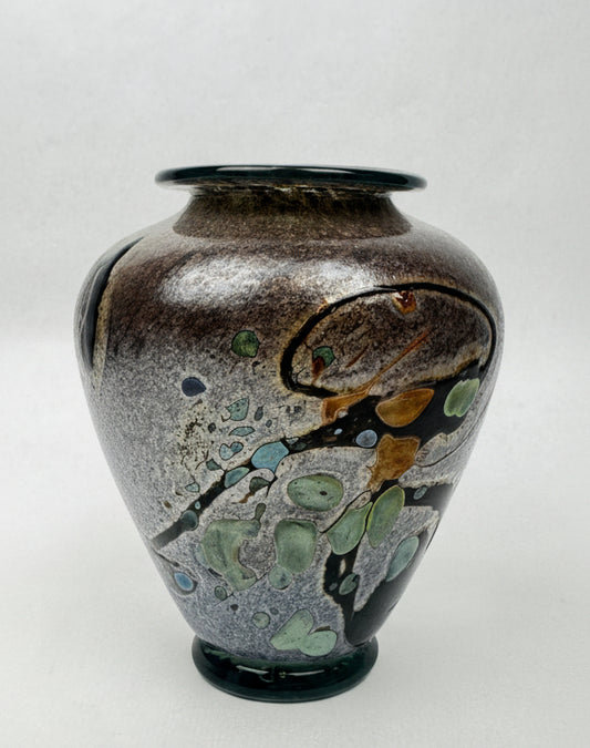 Vase en verre d’art signé René Pierini – Studio glass français, 1985