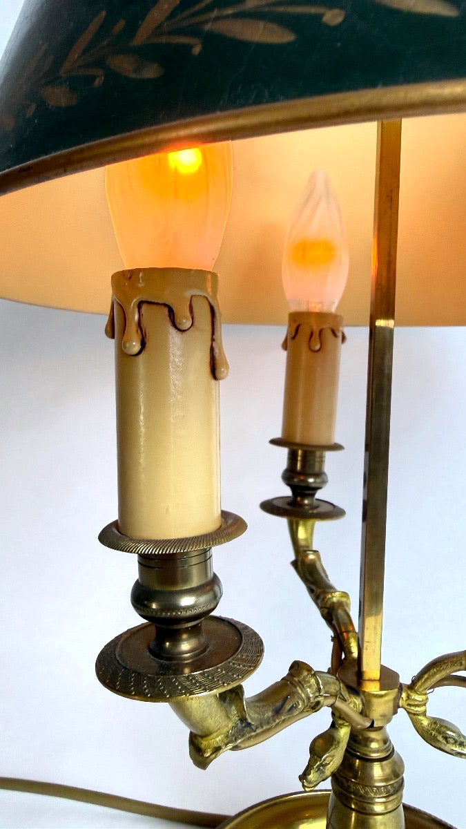 Lampe bouillotte en bronze, style Empire, à variateur d'intensité