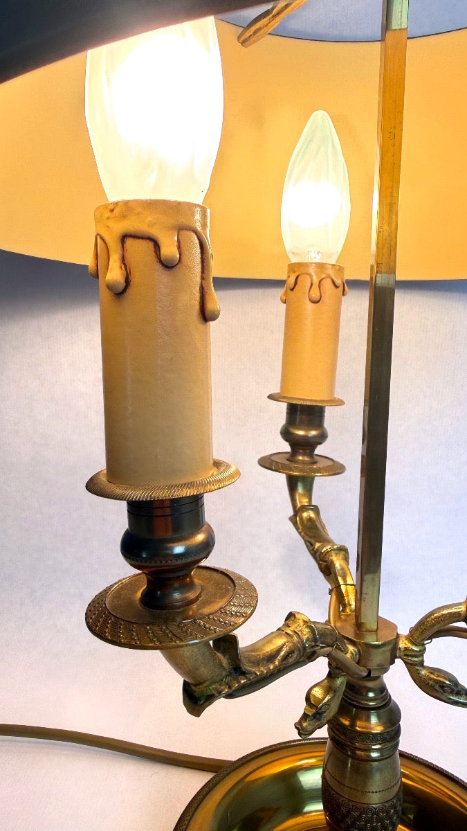 Lampe bouillotte en bronze, style Empire, à variateur d'intensité