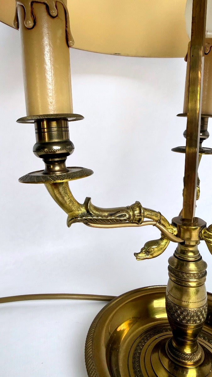 Lampe bouillotte en bronze, style Empire, à variateur d'intensité