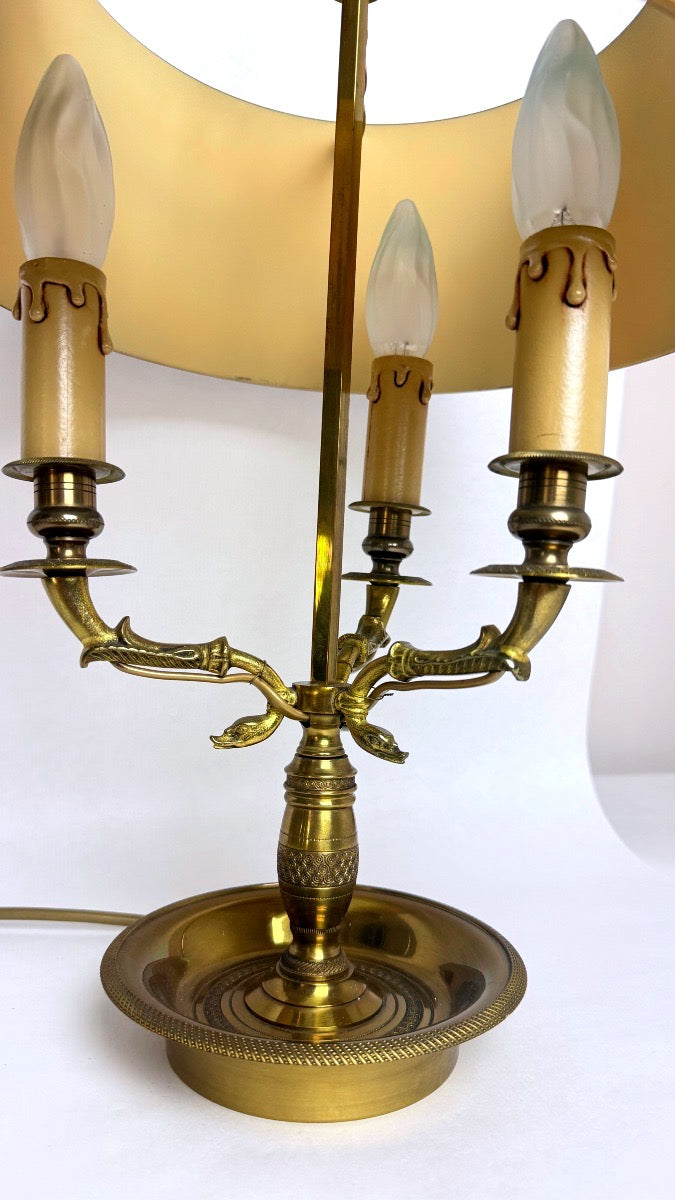Lampe bouillotte en bronze, style Empire, à variateur d'intensité