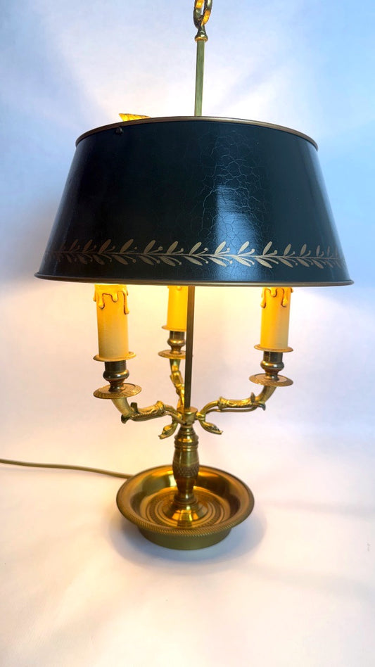 Lampe bouillotte en bronze, style Empire, à variateur d'intensité