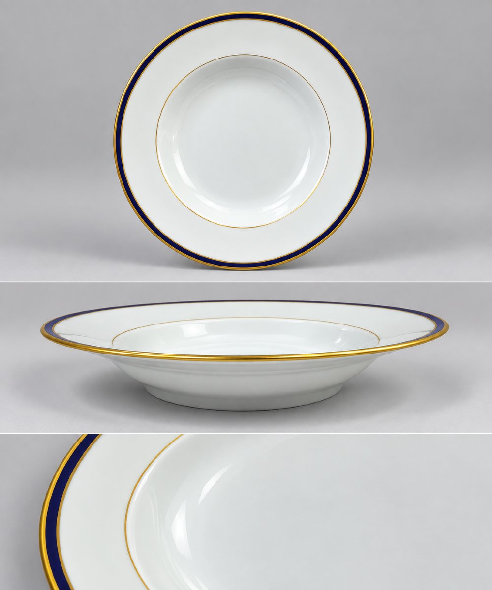 Service de table Chastagner Limoges bleu de four et or, vue 2