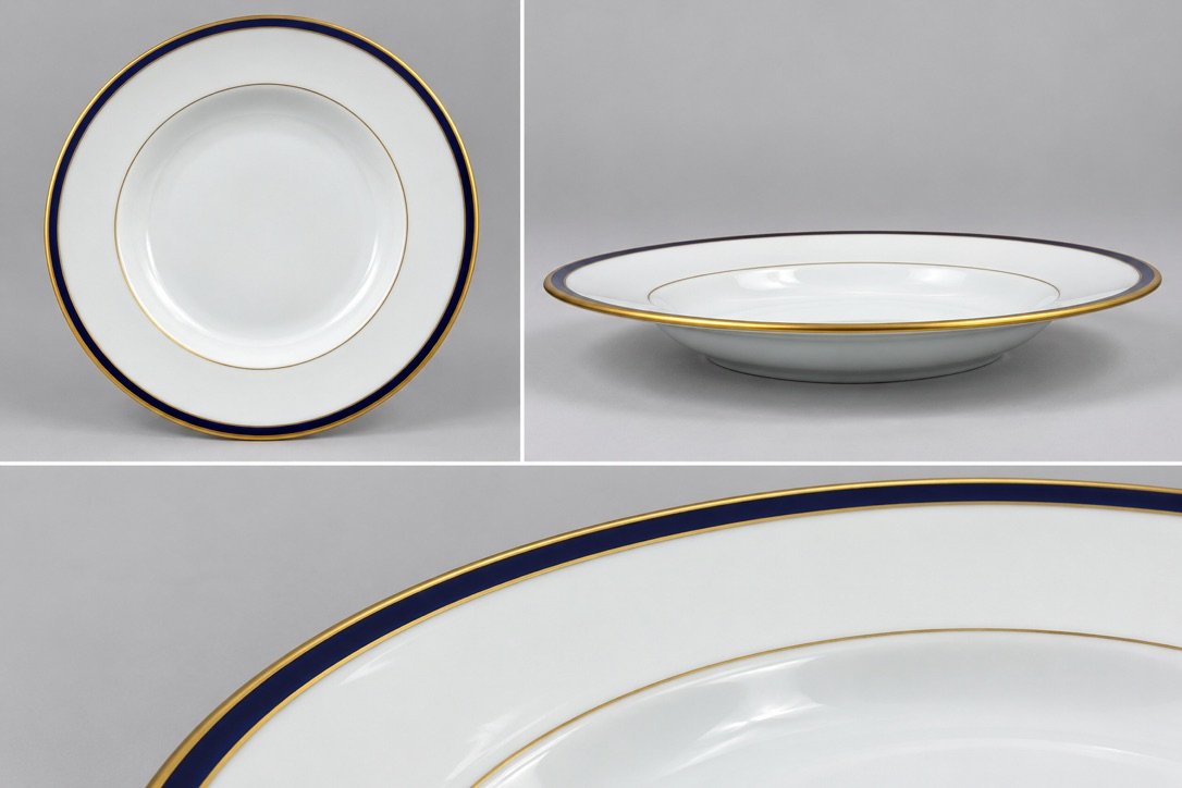 Service de table Chastagner Limoges bleu de four et or, vue 3