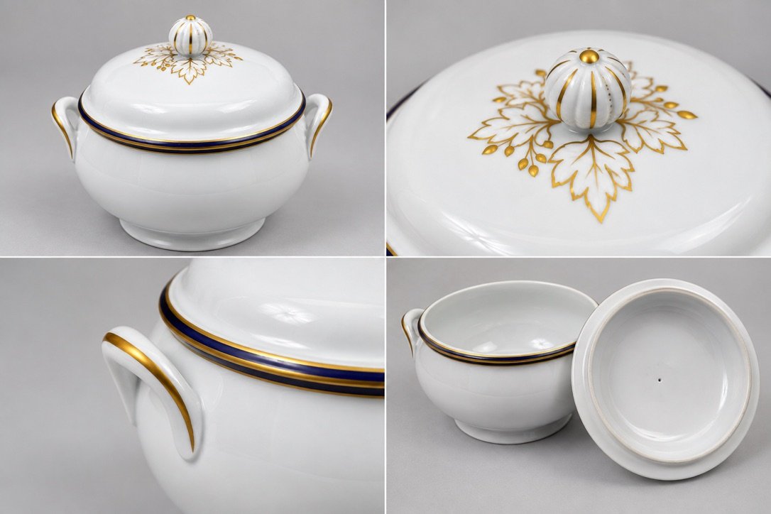 Service de table Chastagner Limoges bleu de four et or, vue 5