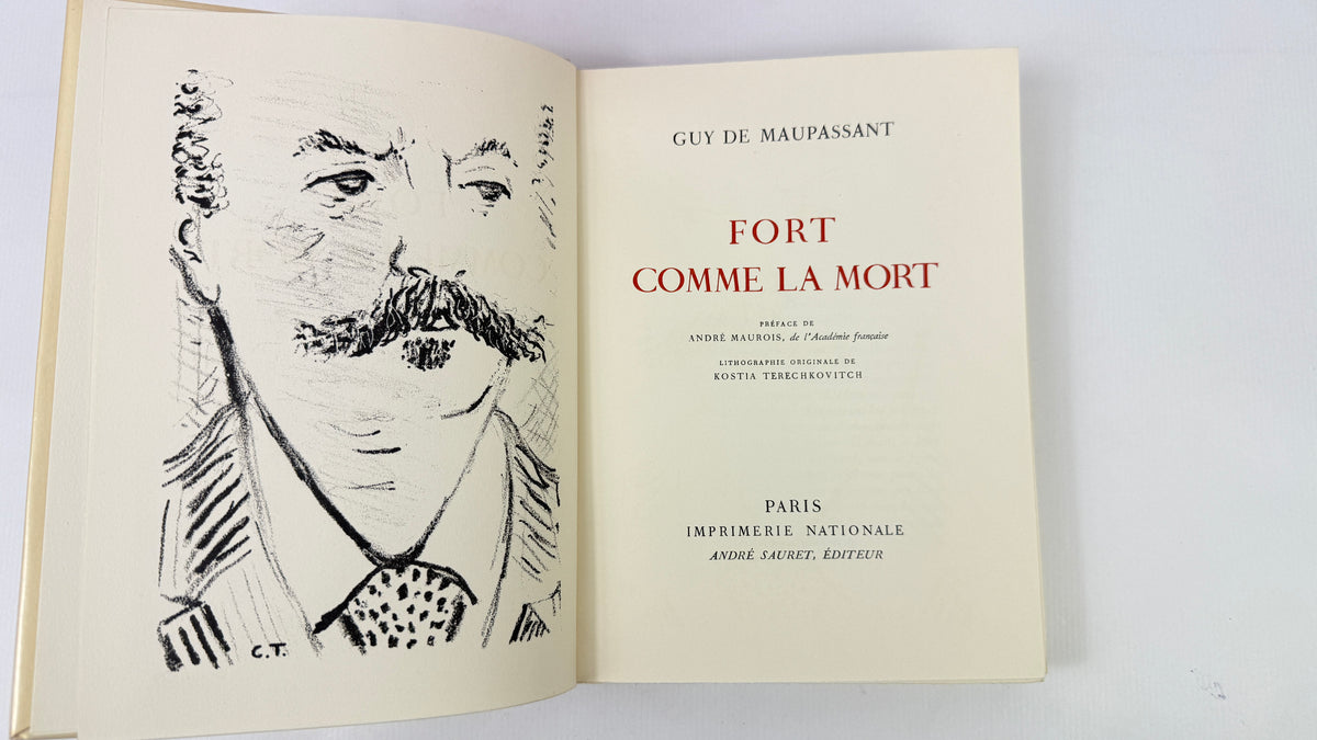 Guy de Maupassant – Fort comme la mort, lithographie de Terechkovitch, Imprimerie Nationale / André Sauret, ex. n° 1225