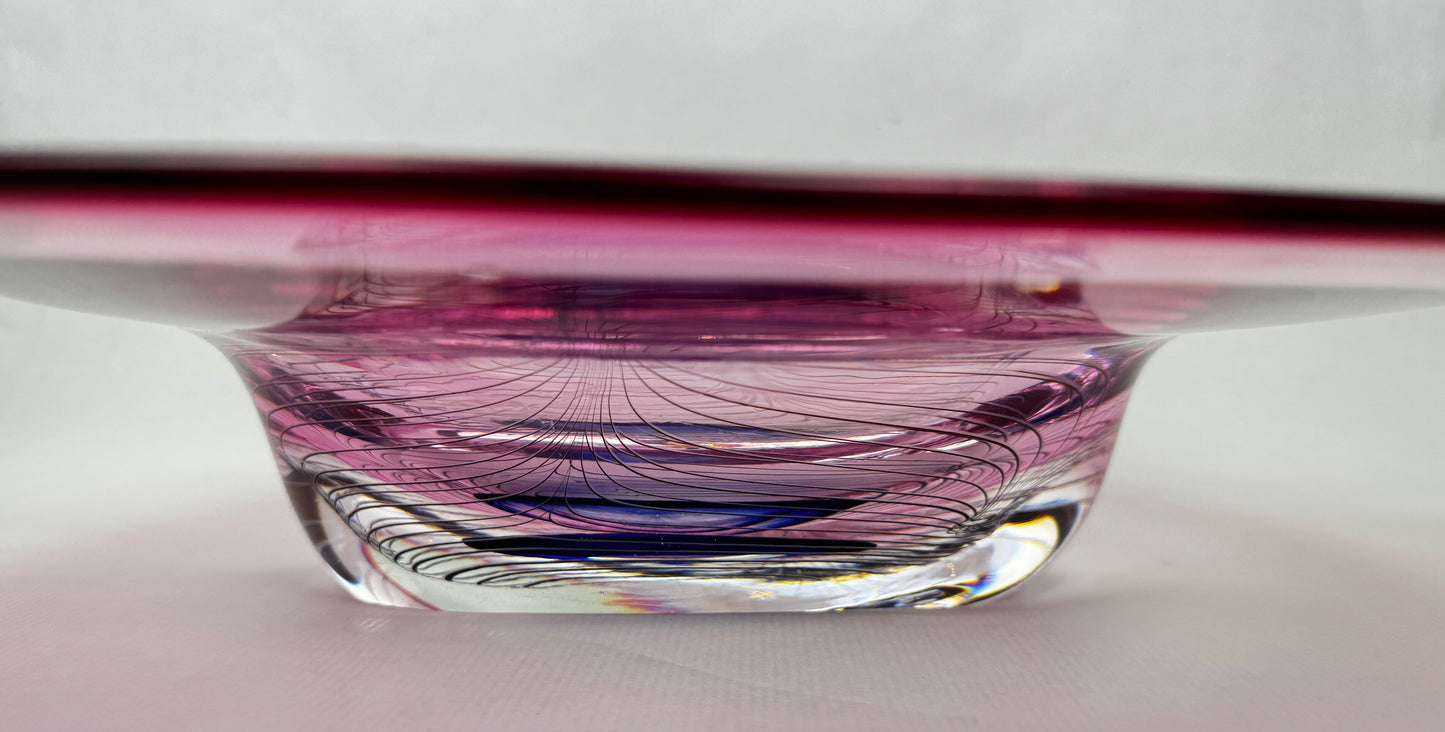 Coupe en verre d’art signée Adam Jabłoński – Studio glass polonais, fin XXe siècle