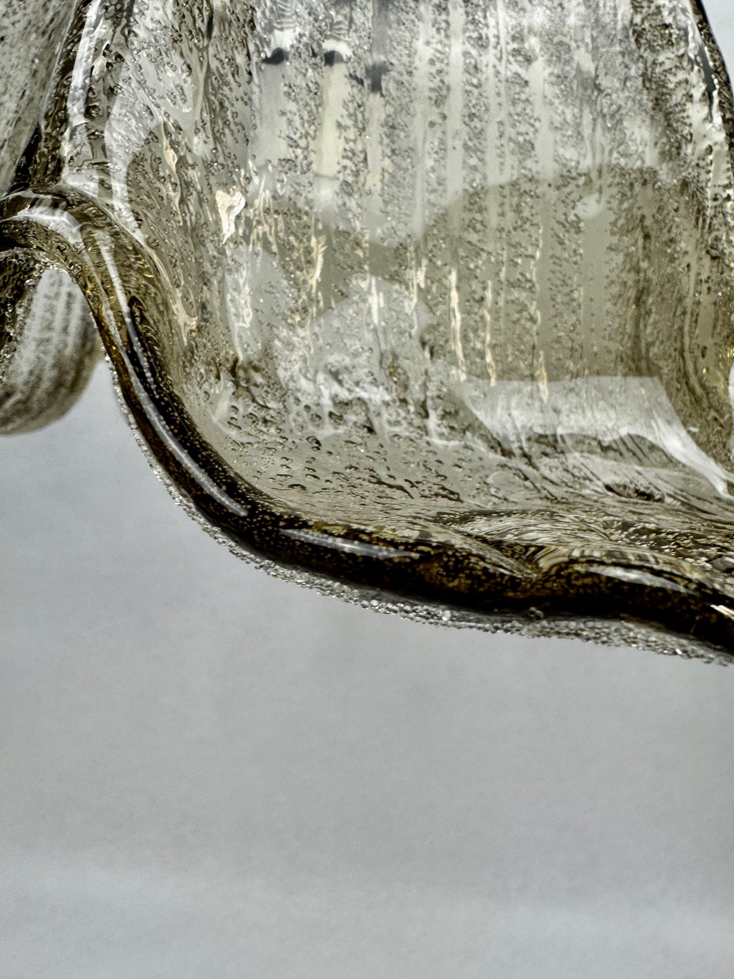 Suspension vintage Briloner Leuchten verre bullé gris fumé 1970