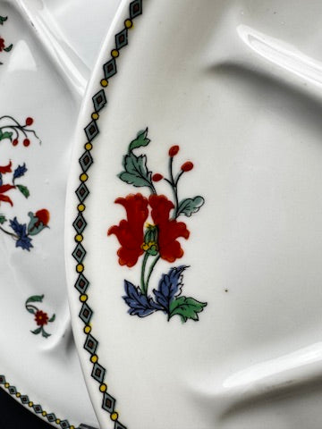 Série de 6 assiettes compartimentées Porcelaine de Paris modèle Pavot