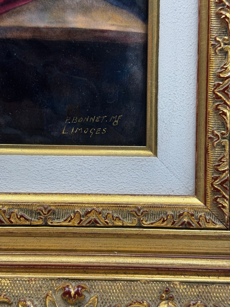 Émail de Limoges signé Bonnet – « Le Changeur » d’après Koninck – grand format 39x45 cm