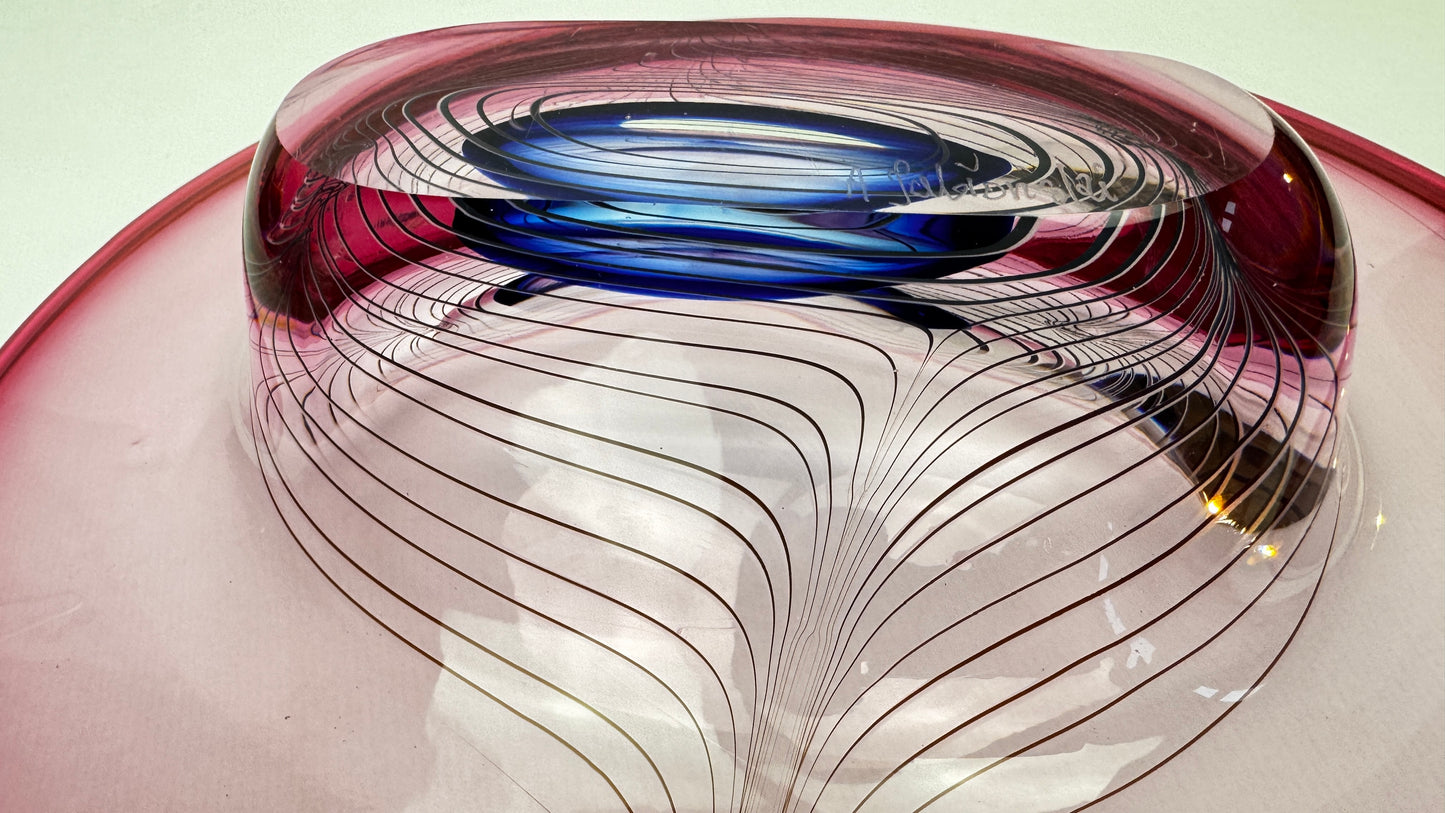 Coupe en verre d’art signée Adam Jabłoński – Studio glass polonais, fin XXe siècle