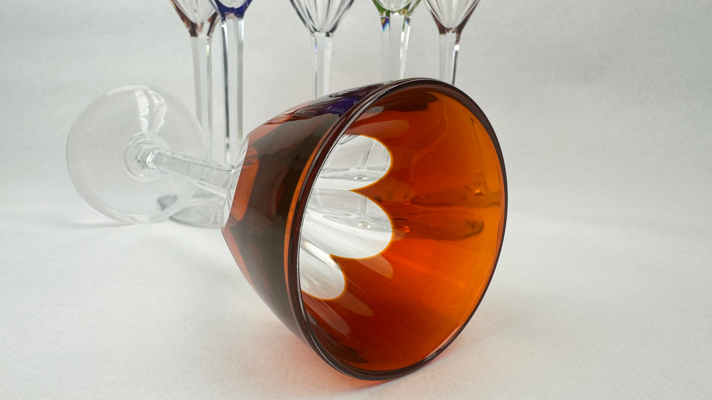 6 verres Baccarat Genova cristal double couleur 19 cm