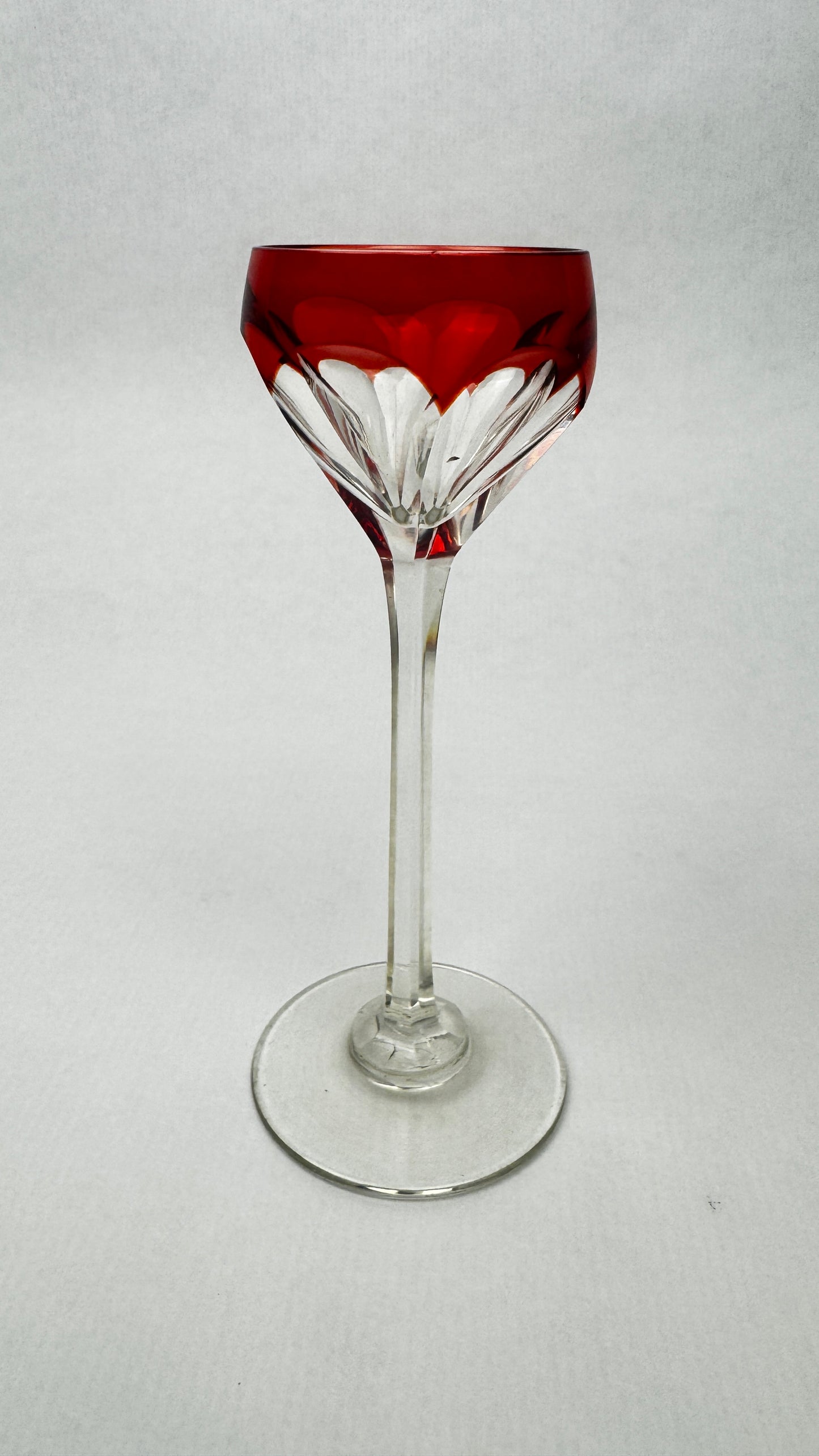 Lot de 6 verres à liqueur en cristal doublé coloré – Saint-Louis – Modèle Bristol – H. 13 cm