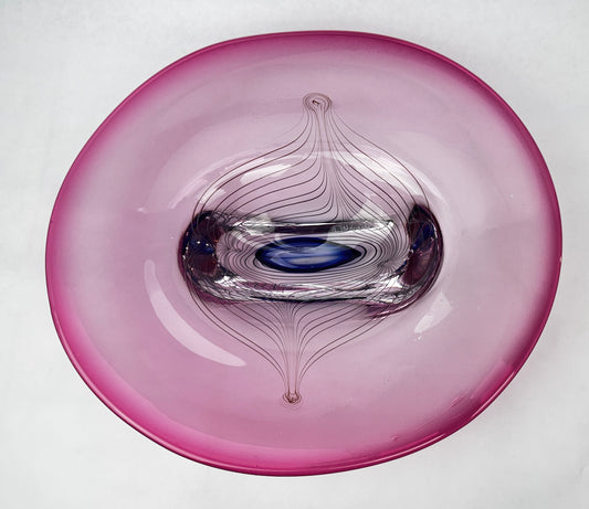 Coupe en verre d’art signée Adam Jabłoński – Studio glass polonais, fin XXe siècle