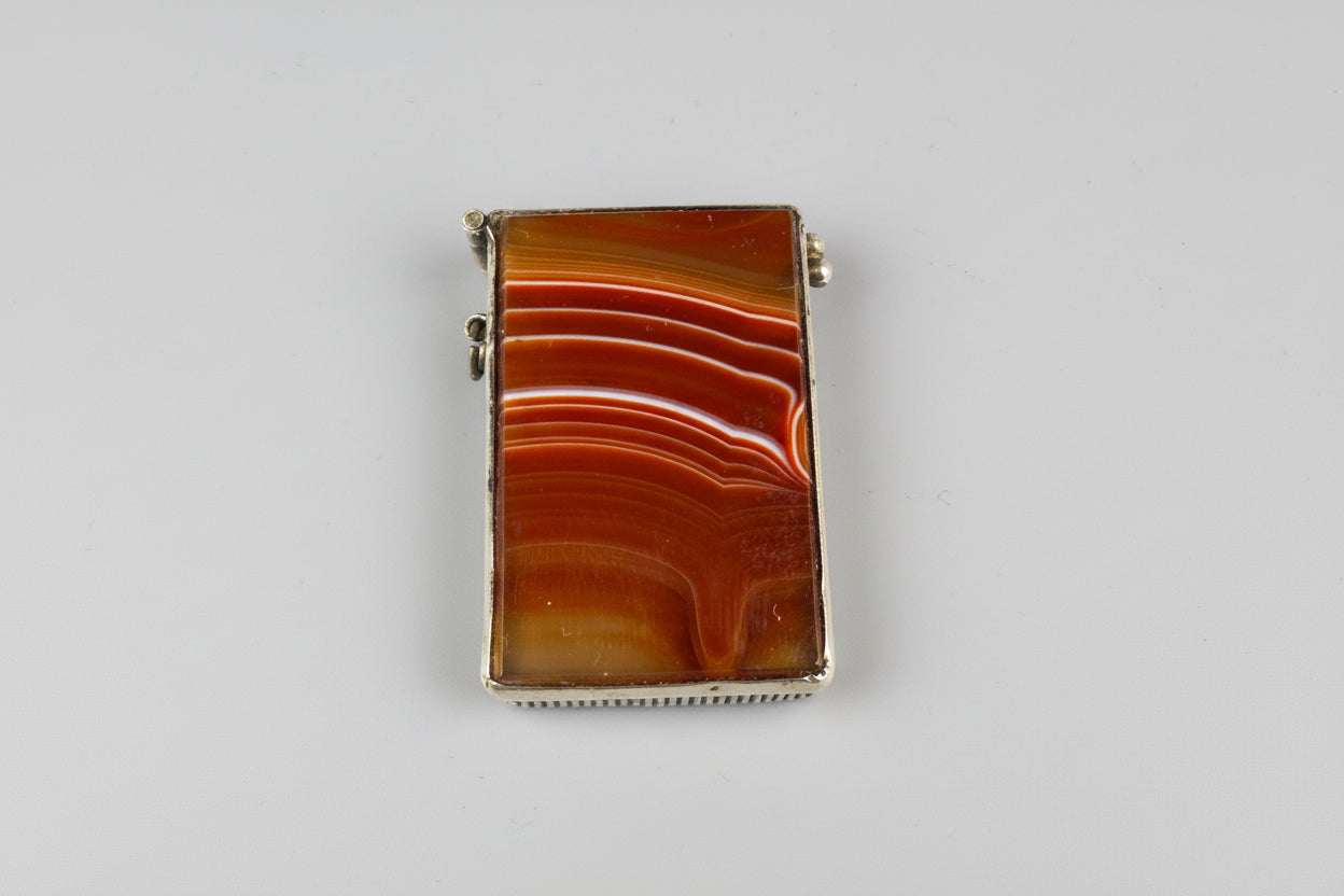 Pyrogène en agate et cuivre argenté