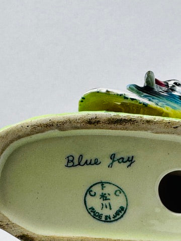 Figurine japonaise en porcelaine couple de Geais – “Blue Jay” – C.F. Co, vers 1950