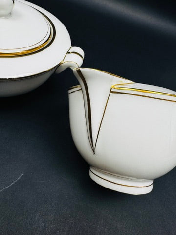 Porcelaine Limoges A. Vignaud sucrier et pot à lait filets or