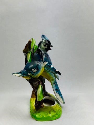 Figurine japonaise en porcelaine couple de Geais – “Blue Jay” – C.F. Co, vers 1950