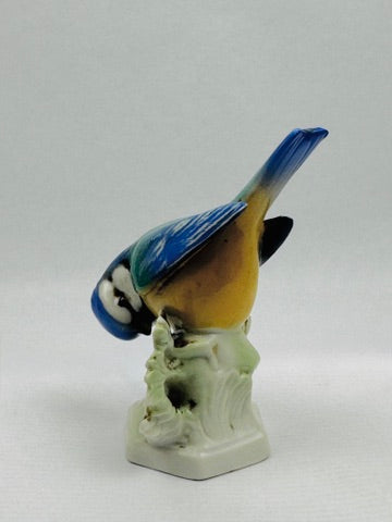 Mésange bleue en porcelaine – Wallendorf, Allemagne, vers 1950