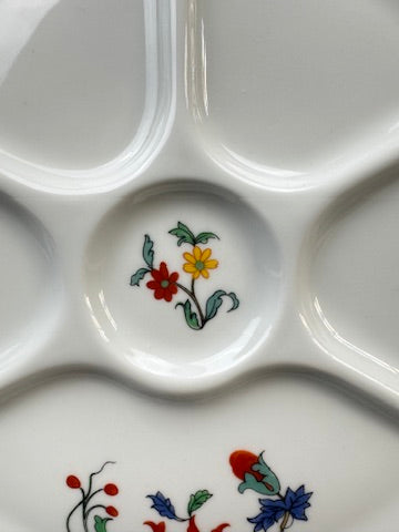 Série de 6 assiettes compartimentées Porcelaine de Paris modèle Pavot