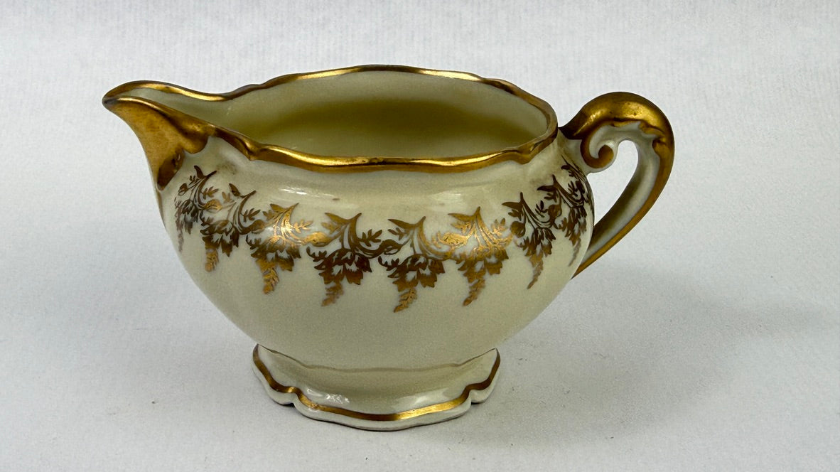 Tête-à-tête Limoges ivoire et or, service à thé vintage 8 pièces