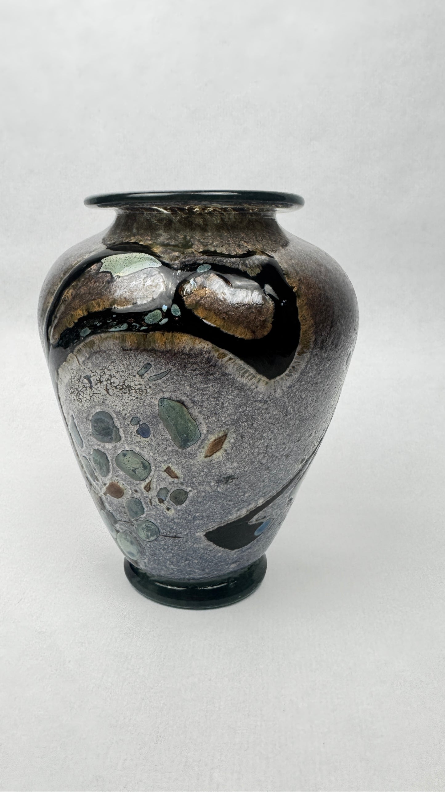 Vase en verre d’art signé René Pierini – Studio glass français, 1985