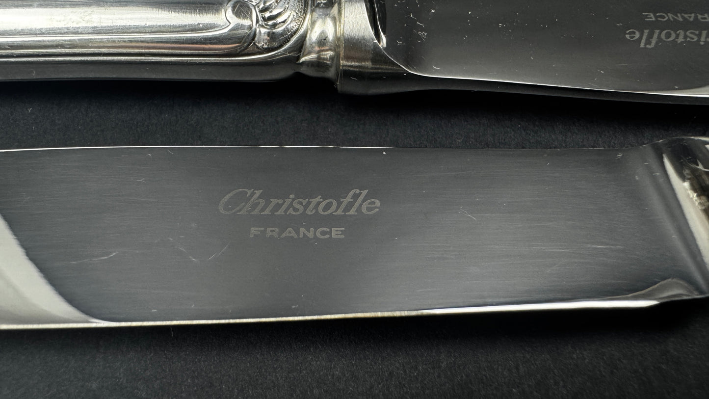 Lot de 6 couteaux de table Christofle modèle Marly – métal argenté – 24,5 cm