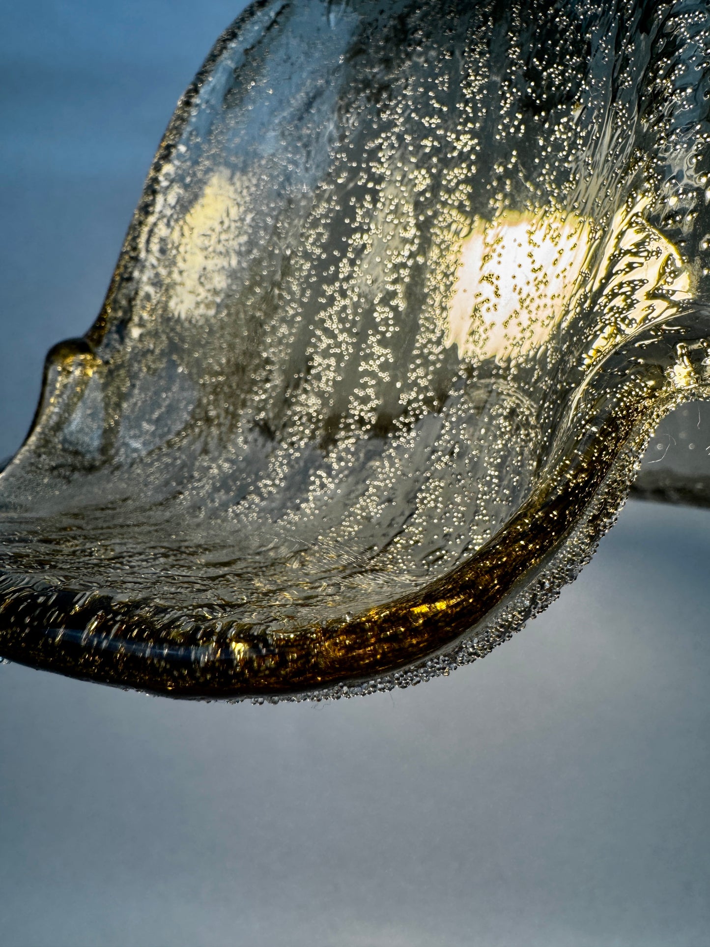 Suspension vintage Briloner Leuchten verre bullé gris fumé 1970