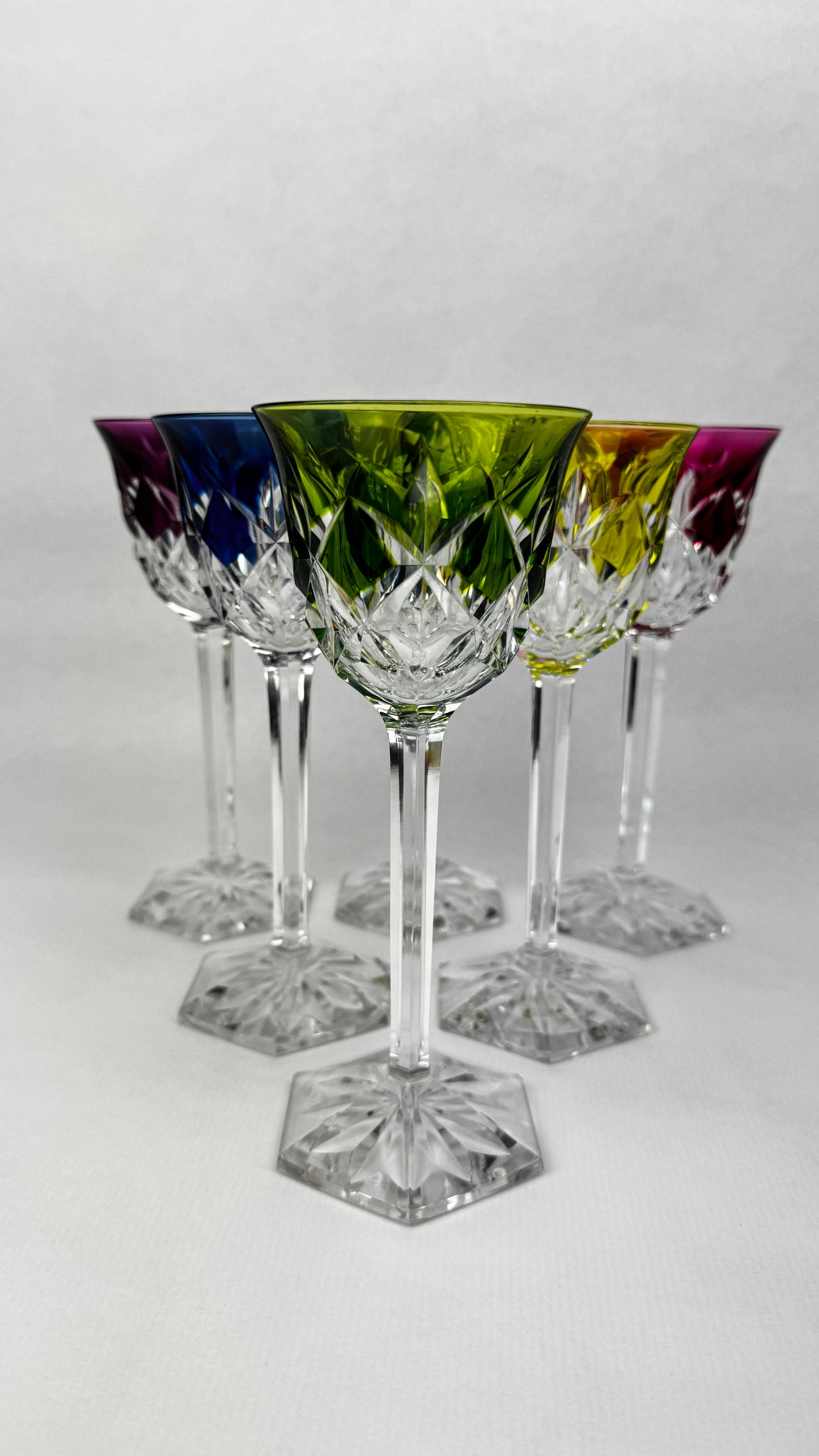 6 verres Roemer Val Saint Lambert cristal couleur 19 cm