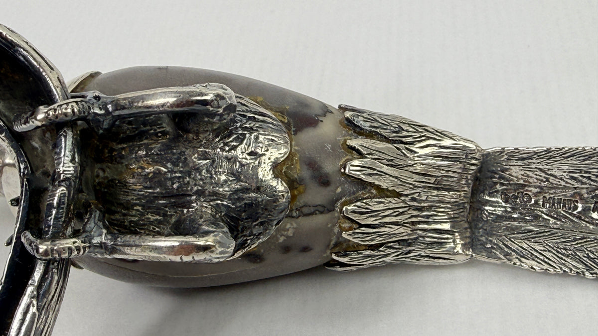 Toucan décoratif en argent sterling 925 et pierre naturelle – 10 cm