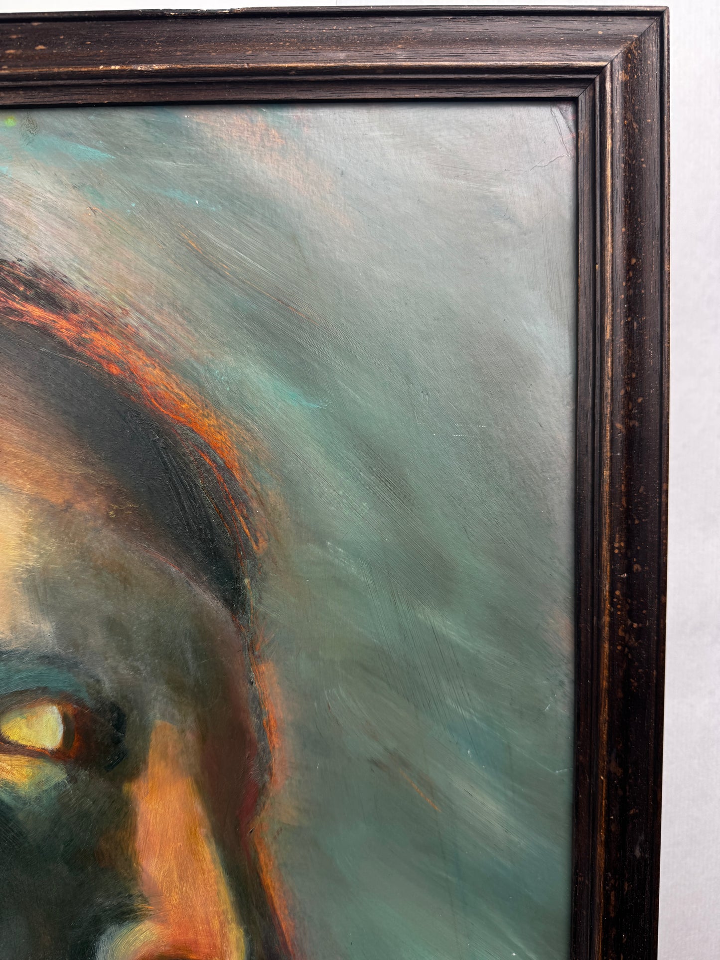 Huile sur carton – Étude stylisée Art Déco d’après l’Adam de la Chapelle Sixtine – 60 x 80 cm