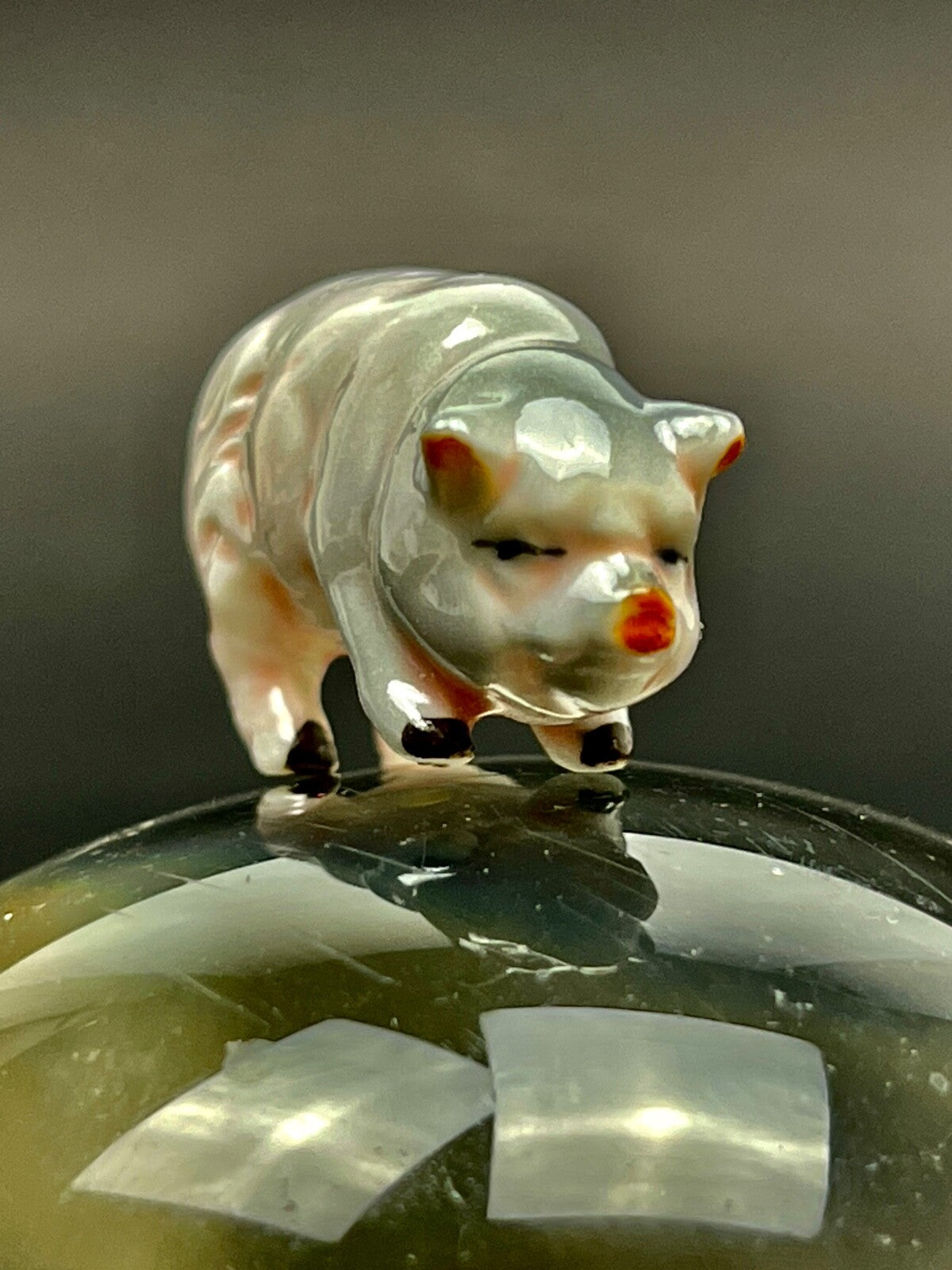 Figurine En Porcelaine, Cochon Miniature