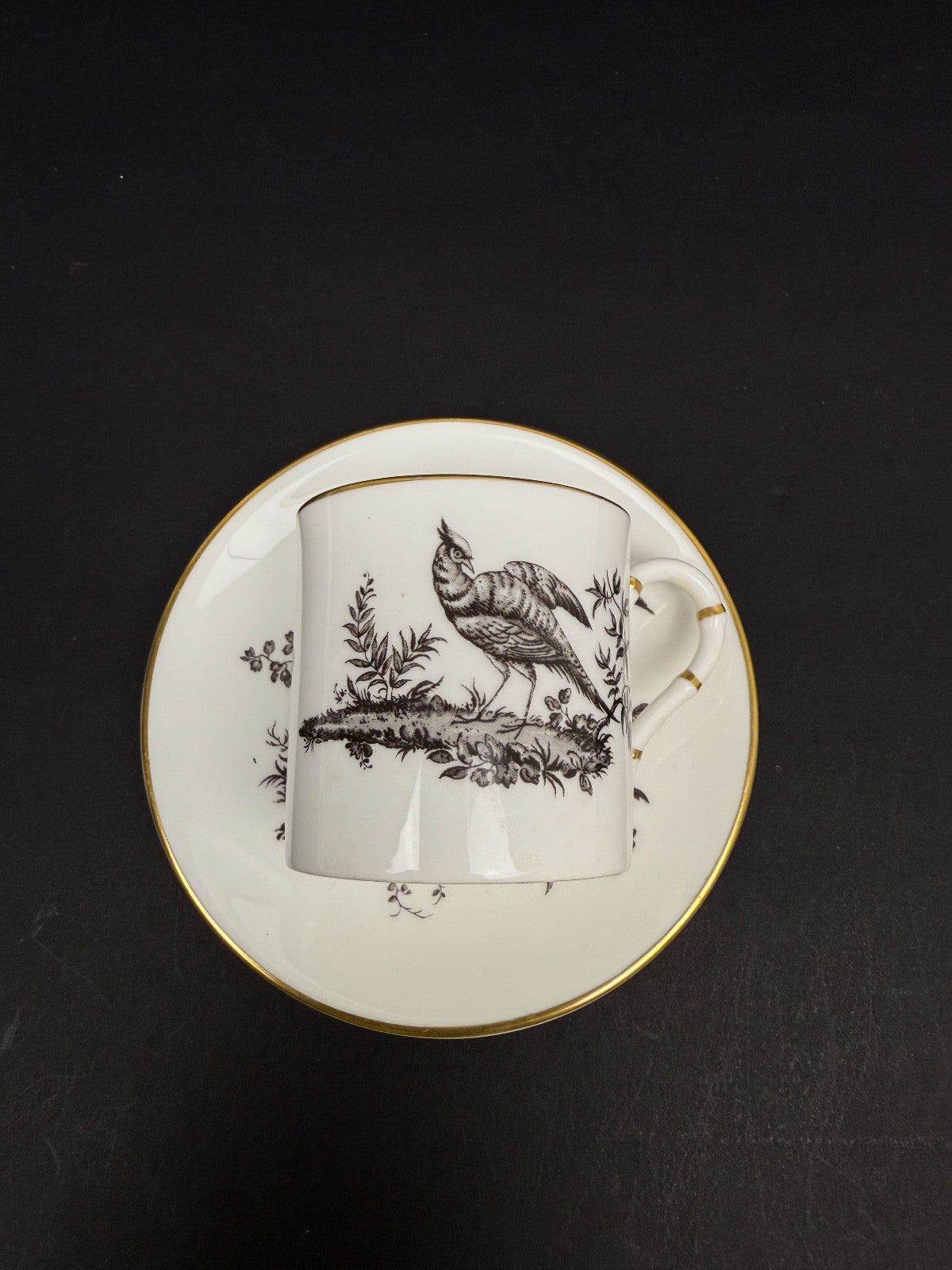 Suite de 6 tasses à café Royal Worcester, faisan noir