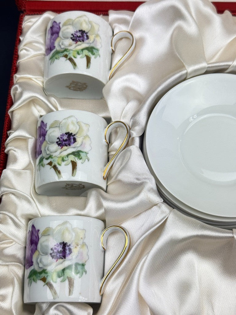 Coffret 6 tasses a cafe porcelaine Limoges Ancienne Fabrique Royale