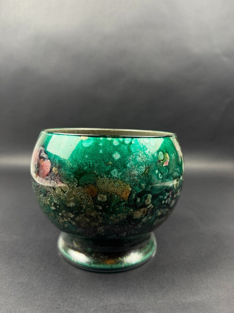 Cache-pot Art Déco en céramique à glaçures flammées – années 1920-30