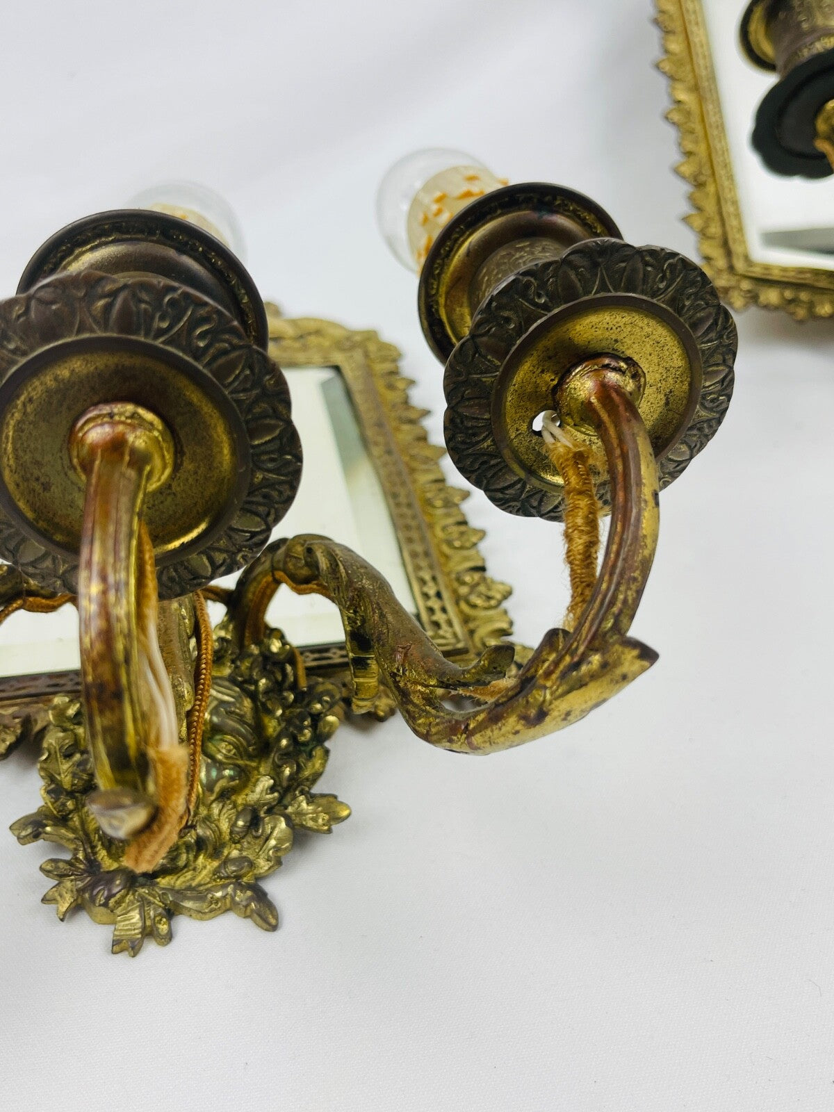 Paire d'appliques miroir en bronze 19ème