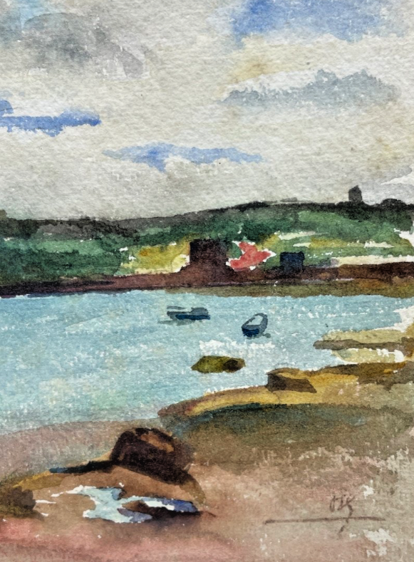 Aquarelle Marine, Barques Dans Une Baie