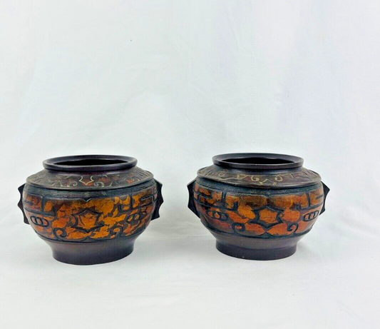 Paire de pots, vases en bronze, Chine 1900