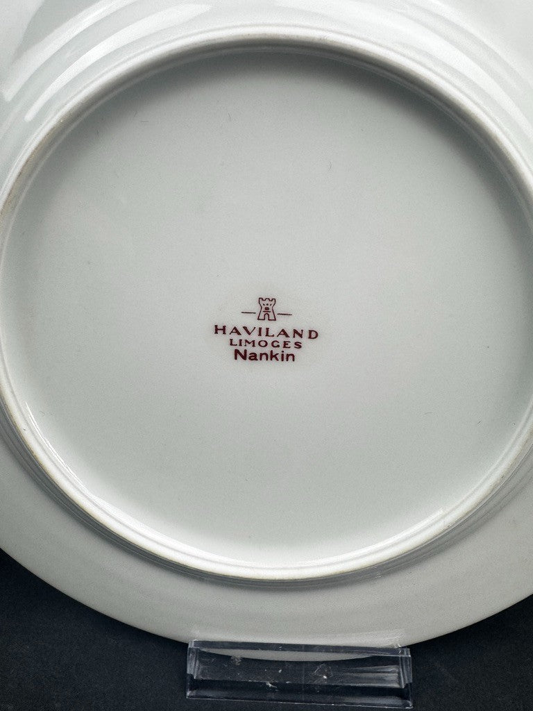 Suite de 6 assiettes à dessert Haviland Limoges Nankin décor bleu et or