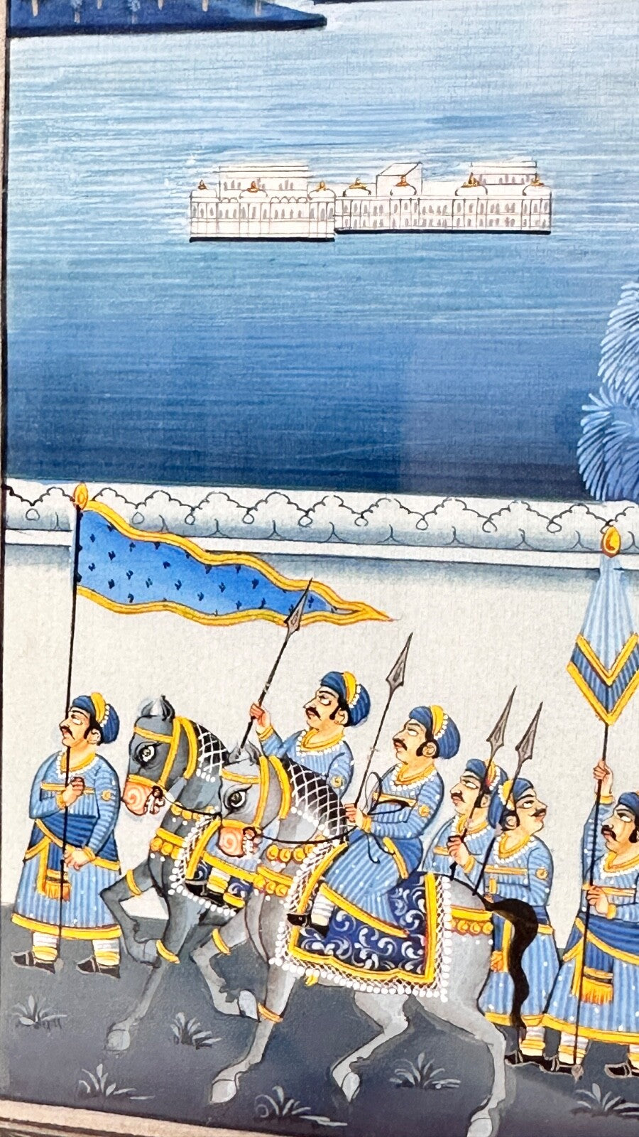 Très belle peinture indienne sur tissu : la procession
