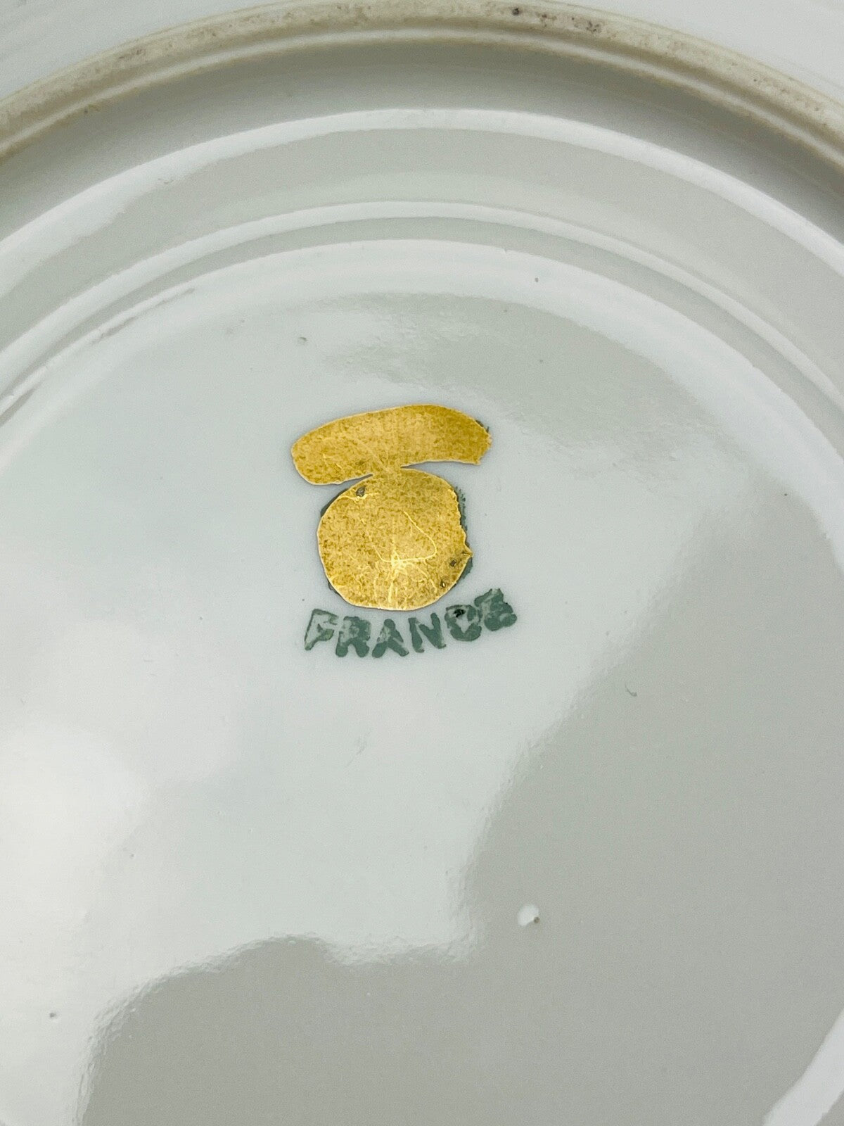 Paire d'Assiettes En Porcelaine Fine Cerclées d'Argent