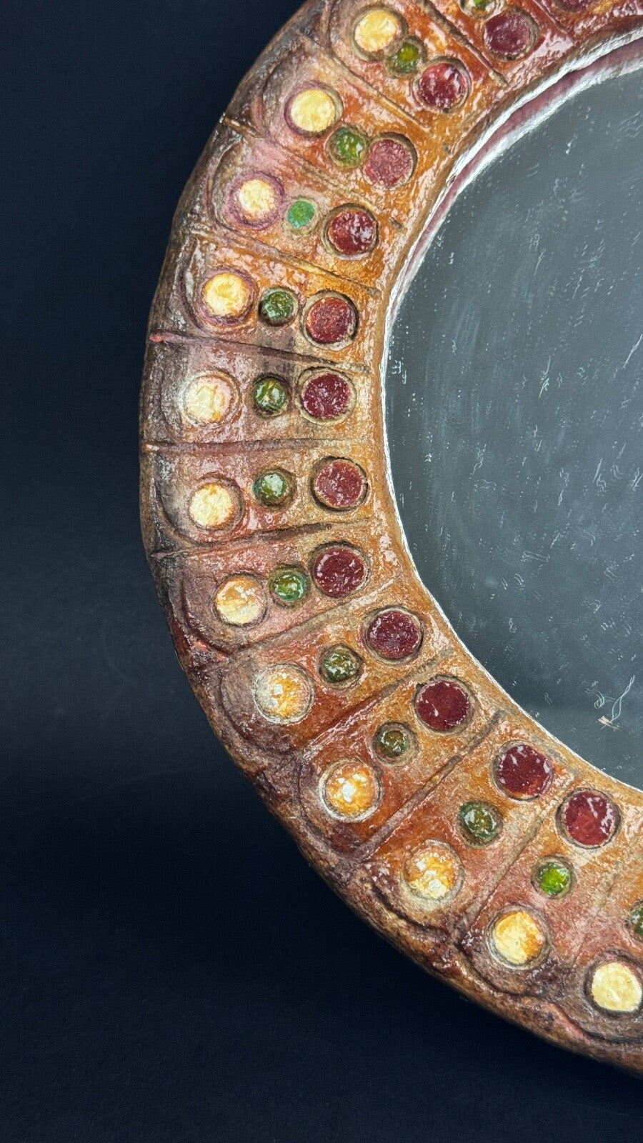 Roland Zobel (1915-2006) Miroir rond en résine années 60 (dans le goût)