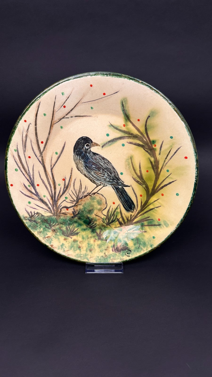 Service de table signé Costa Diaz – faïence catalane à décor d’oiseaux – 1950