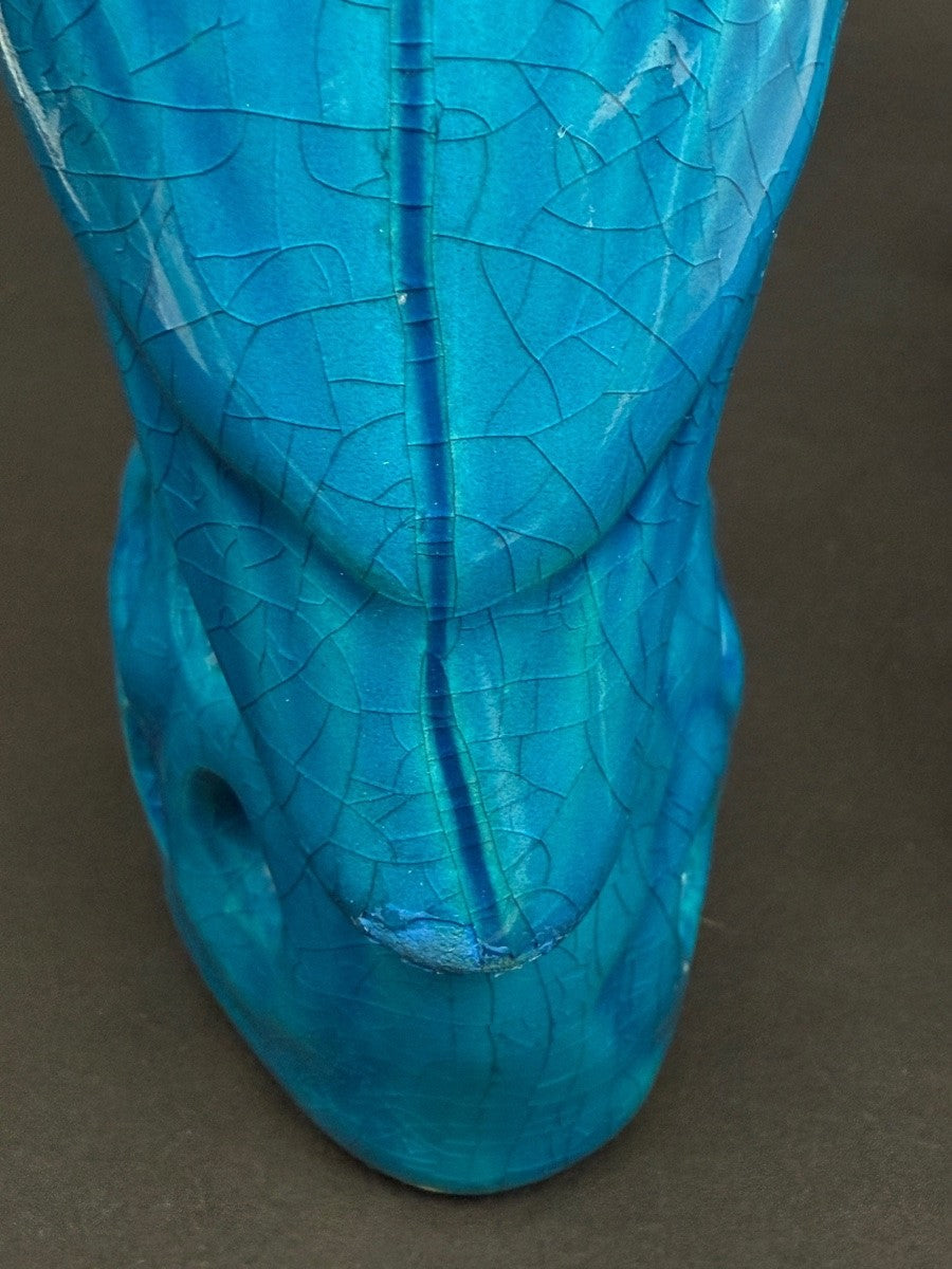 Paire de perruches en porcelaine bleue de Chine