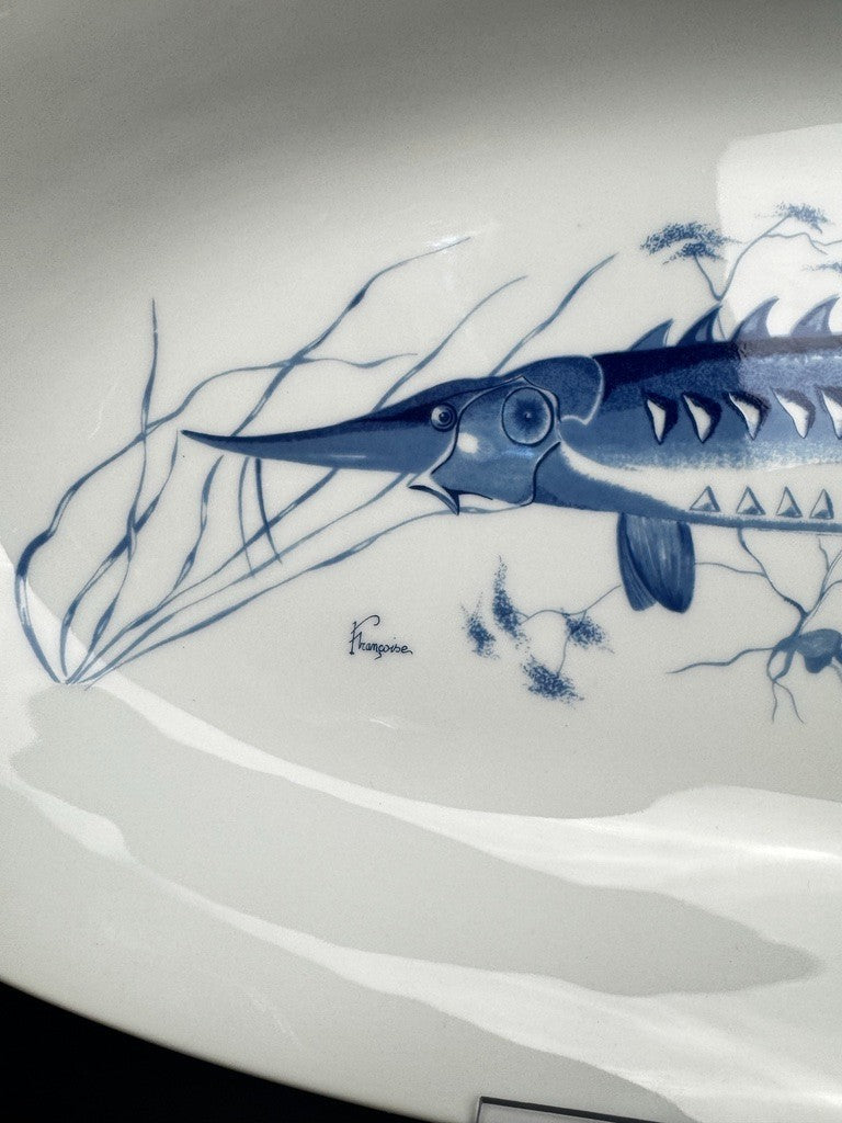 Plat à poisson en porcelaine de Limoges – Jammet-Seignolles, décor "Françoise",