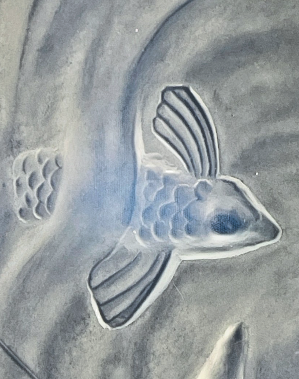 Verlys, Coupe En Verre Irisé à Décor d'Oies Et De Poissons