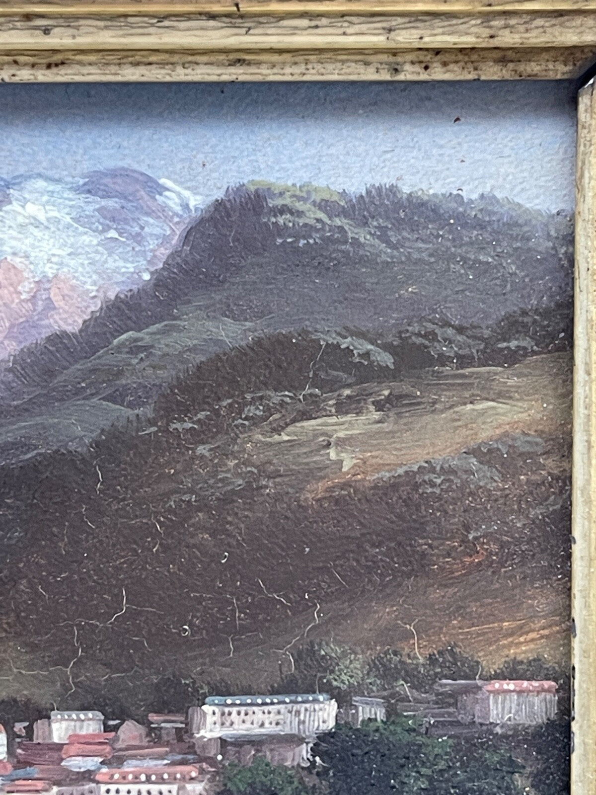 Huile sur panneau, école Suisse 19ème, Paysage montagneux
