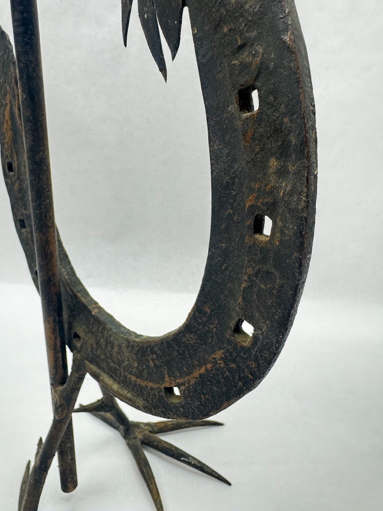 Chandelier coq en fer forgé esprit Marolles Jean Touret vers 1950