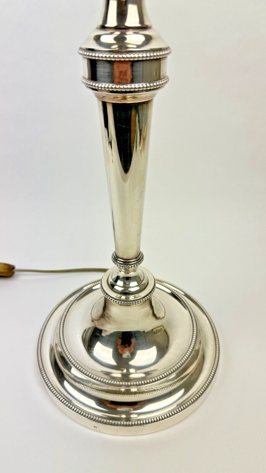 Grand Pied De Lampe En Bronze Argenté, Grand Bougeoir